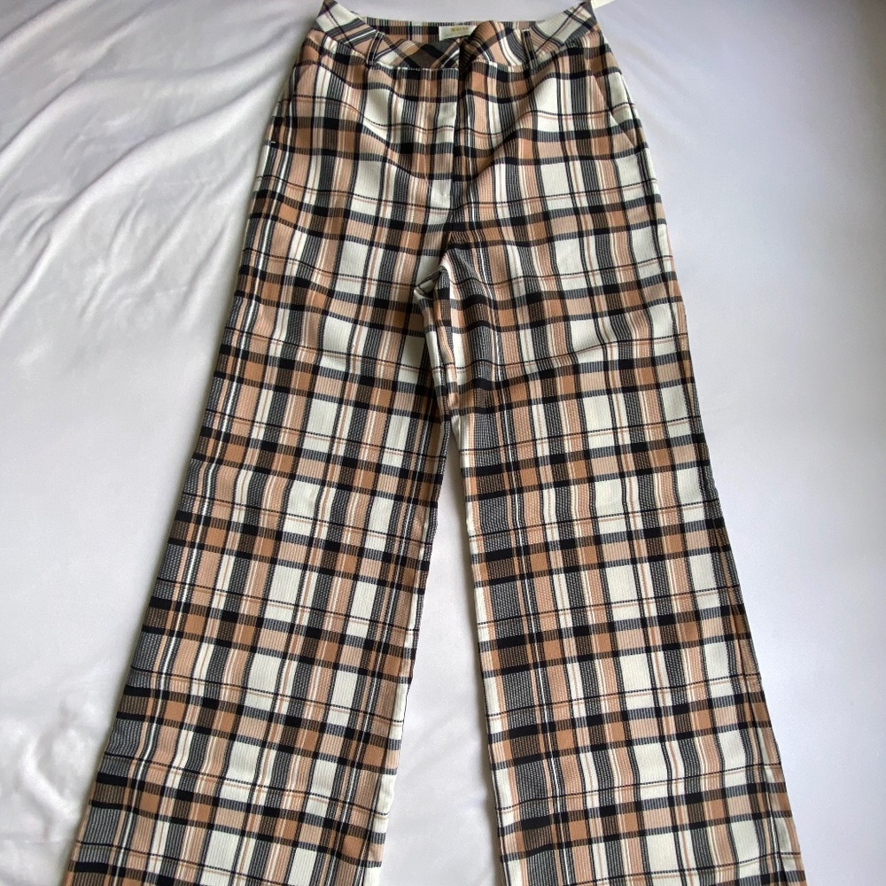 Maeve by Anthro Plaid Flare/Wide Leg Pants